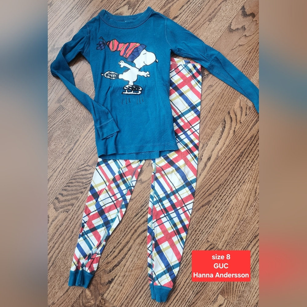 Kids Plaid Pajama Set with Teal Snoopy Top